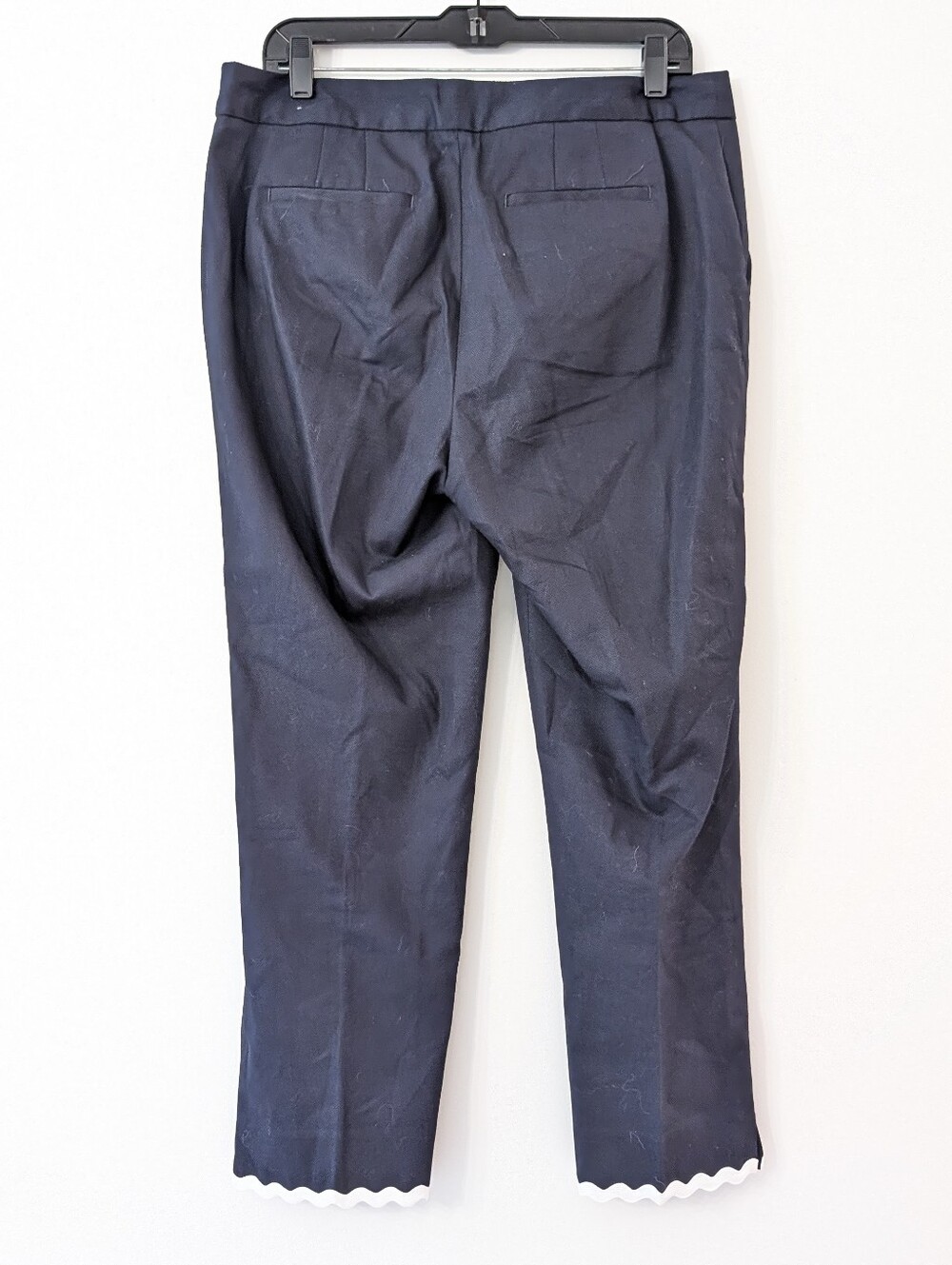 Talbots Navy Cropped Straight-Leg Pants with Scalloped Hem - Picture 5 of 8